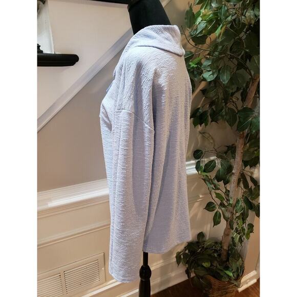 Weekends By Chico's Women's Blue Cowl Neck Drop Shoulder Drawstring Sweater L - Picture 8 of 11